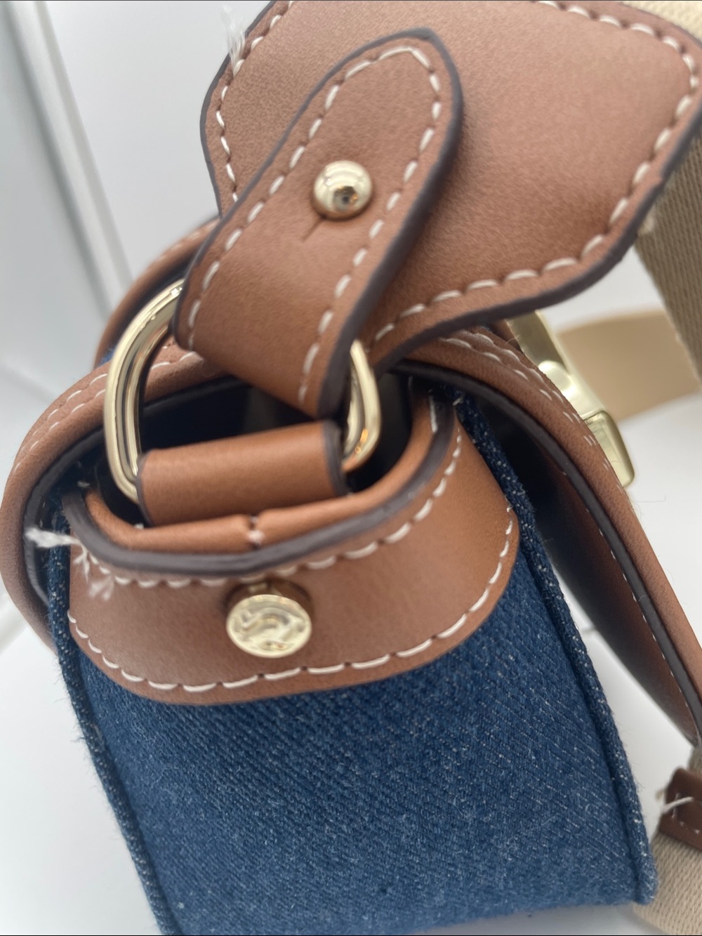 NWOT True Religion Denim Crossbody Horseshoe Logo Mini Messenger Purse Y2K 90s - Picture 3 of 7